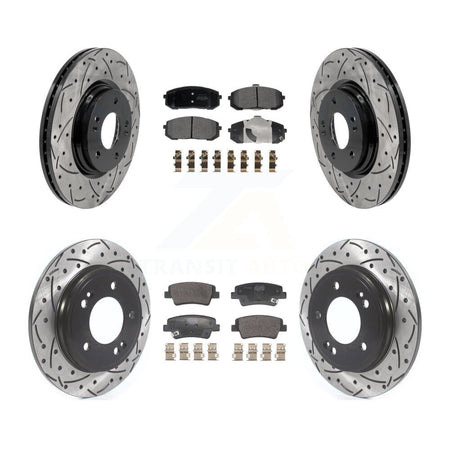 Front Rear Coated Drilled Slot Disc Brake Rotor Semi-Metallic Pad Kit For Hyundai Elantra KDF-101765