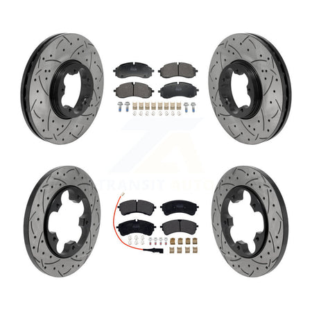 Front Rear Drill Slot Brake Rotors Semi-Metallic Pad Kit For Ford Transit-250 Transit-350 KDF-101771