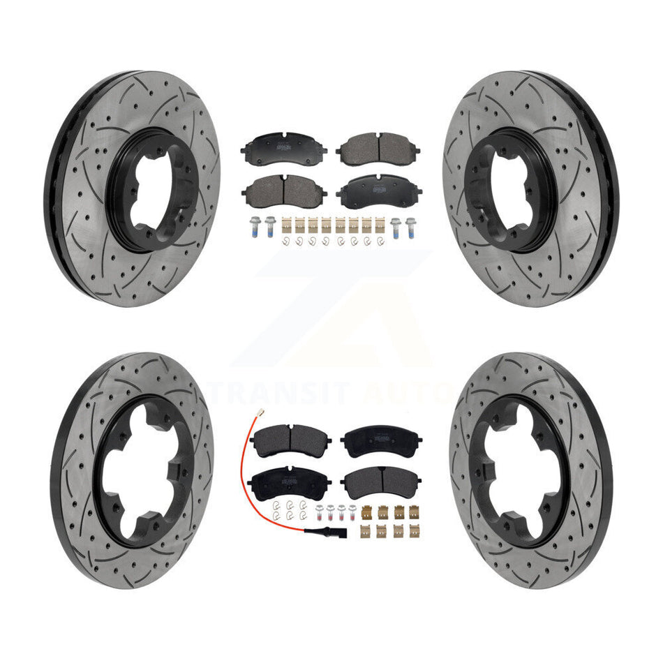 Front Rear Drill Slot Brake Rotors Semi-Metallic Pad Kit For Ford Transit-250 Transit-350 KDF-101771