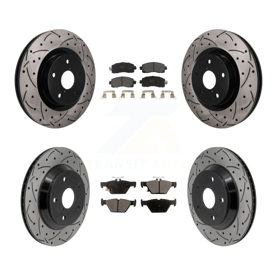 Front Rear Drilled Slot Brake Rotor & Semi-Metallic Pad Kit For Subaru Forester Crosstrek KDF-101772