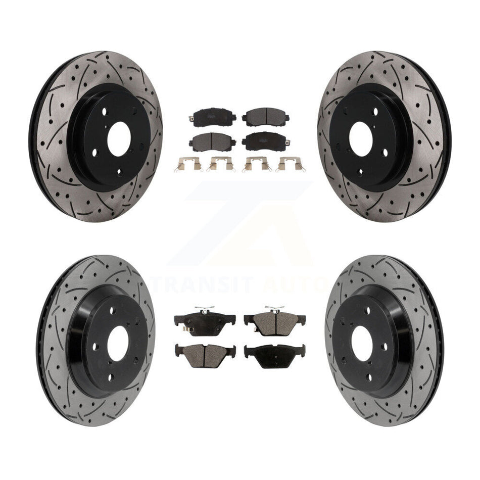 Front Rear Coated Drilled Slot Disc Brake Rotor Semi-Metallic Pad Kit For Subaru Forester KDF-101773