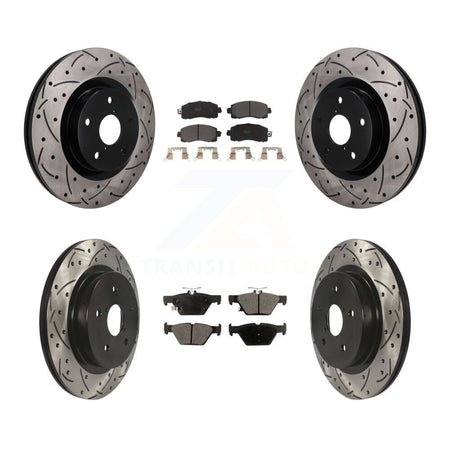 Front Rear Drilled Slot Brake Rotor & Semi-Metallic Pad Kit For Subaru Outback WRX Legacy KDF-101774