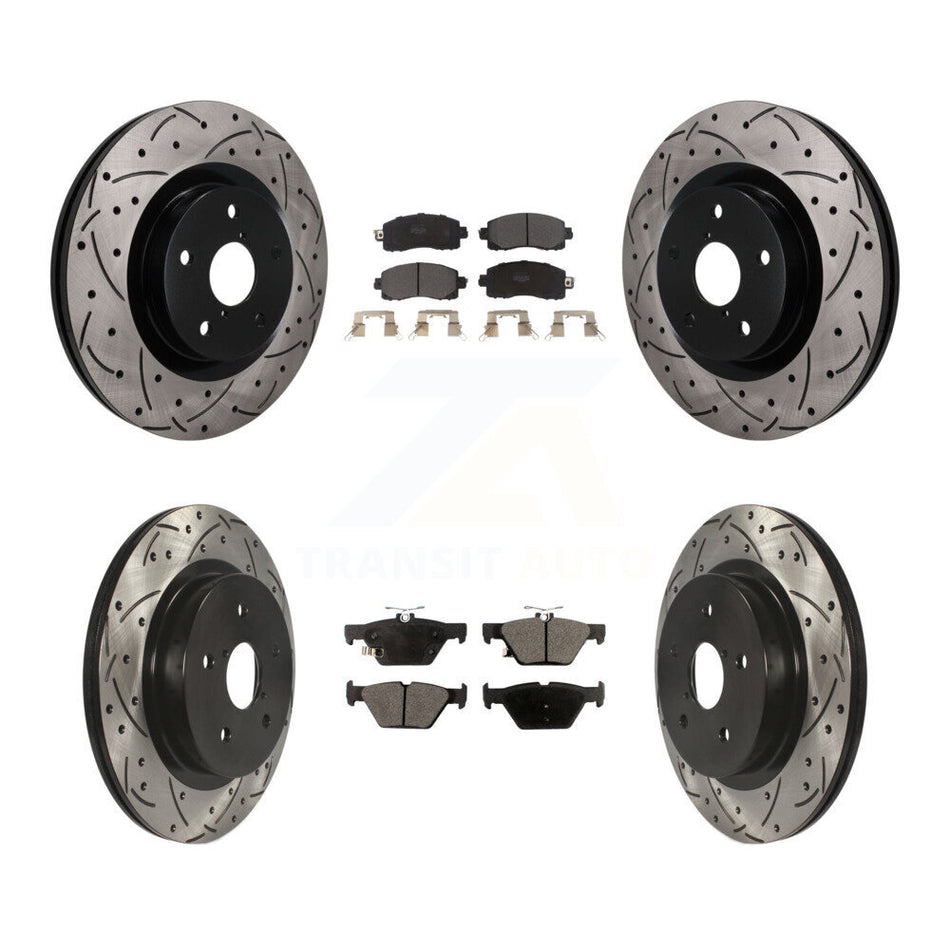 Front Rear Drilled Slot Brake Rotor & Semi-Metallic Pad Kit For Subaru Outback WRX Legacy KDF-101774