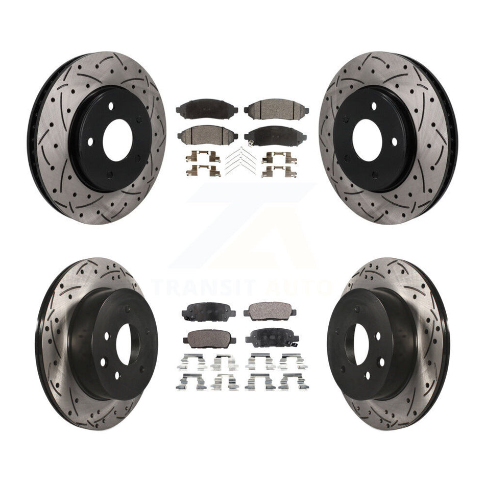 Front Rear Coated Drilled Slotted Disc Brake Rotors Semi-Metallic Pad Kit For Nissan LEAF KDF-101780