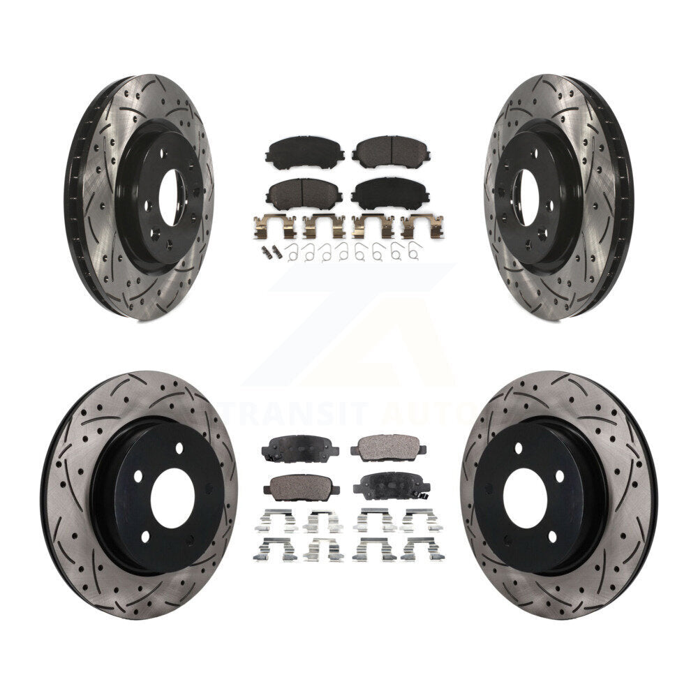 Front Rear Drilled Slot Brake Rotors Semi-Metallic Pad Kit For Nissan Qashqai Rogue Sport KDF-101782