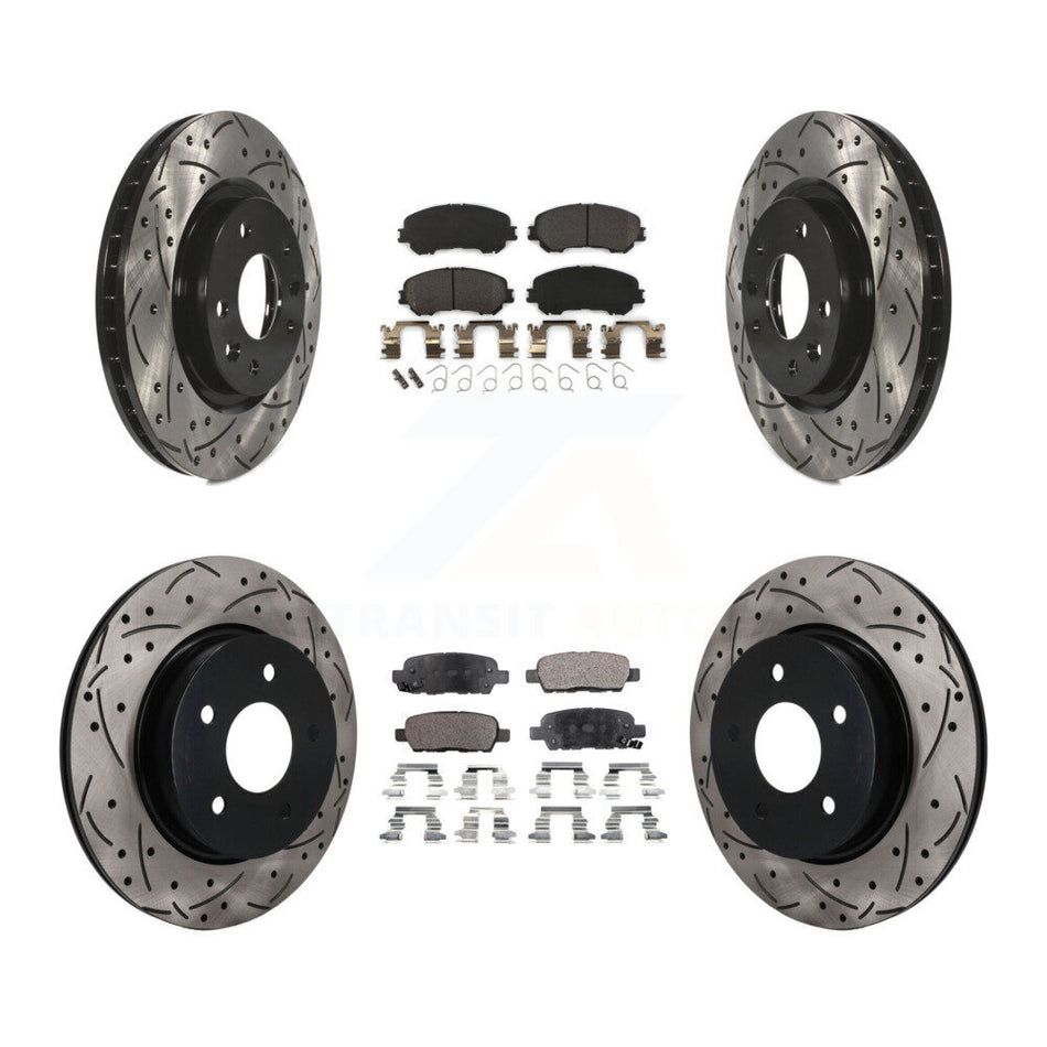Front Rear Drilled Slot Brake Rotors Semi-Metallic Pad Kit For Nissan Qashqai Rogue Sport KDF-101782