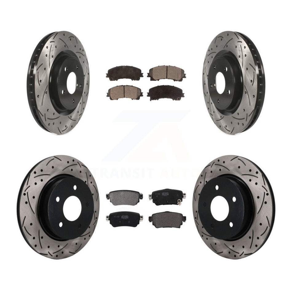 Front Rear Coated Drilled Slotted Disc Brake Rotor Semi-Metallic Pad Kit For Nissan Rogue KDF-101784