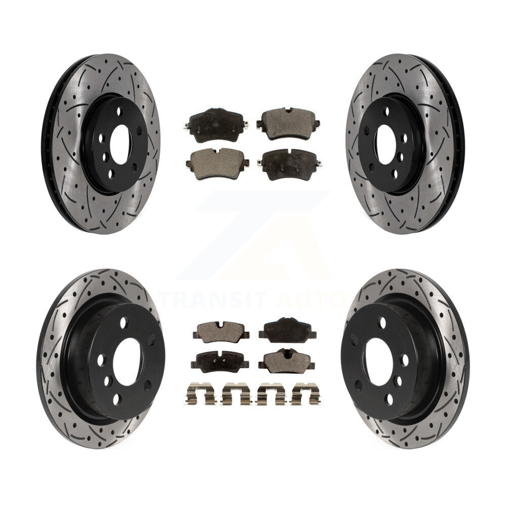 Front Rear Drill Slot Brake Rotor Semi-Metallic Pad Kit For Mini Cooper S with GAS engine KDF-101785