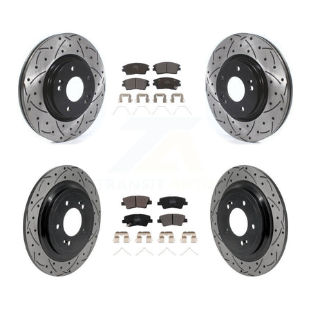 Front Rear Drilled Slot Brake Rotor Semi-Metallic Pad Kit For Kia Sportage Hyundai Tucson KDF-101786