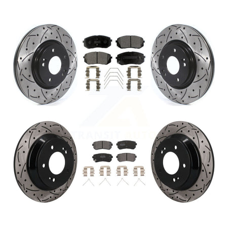 Front Rear Coated Drilled Slotted Disc Brake Rotor Semi-Metallic Pad Kit For Hyundai Kona KDF-101789