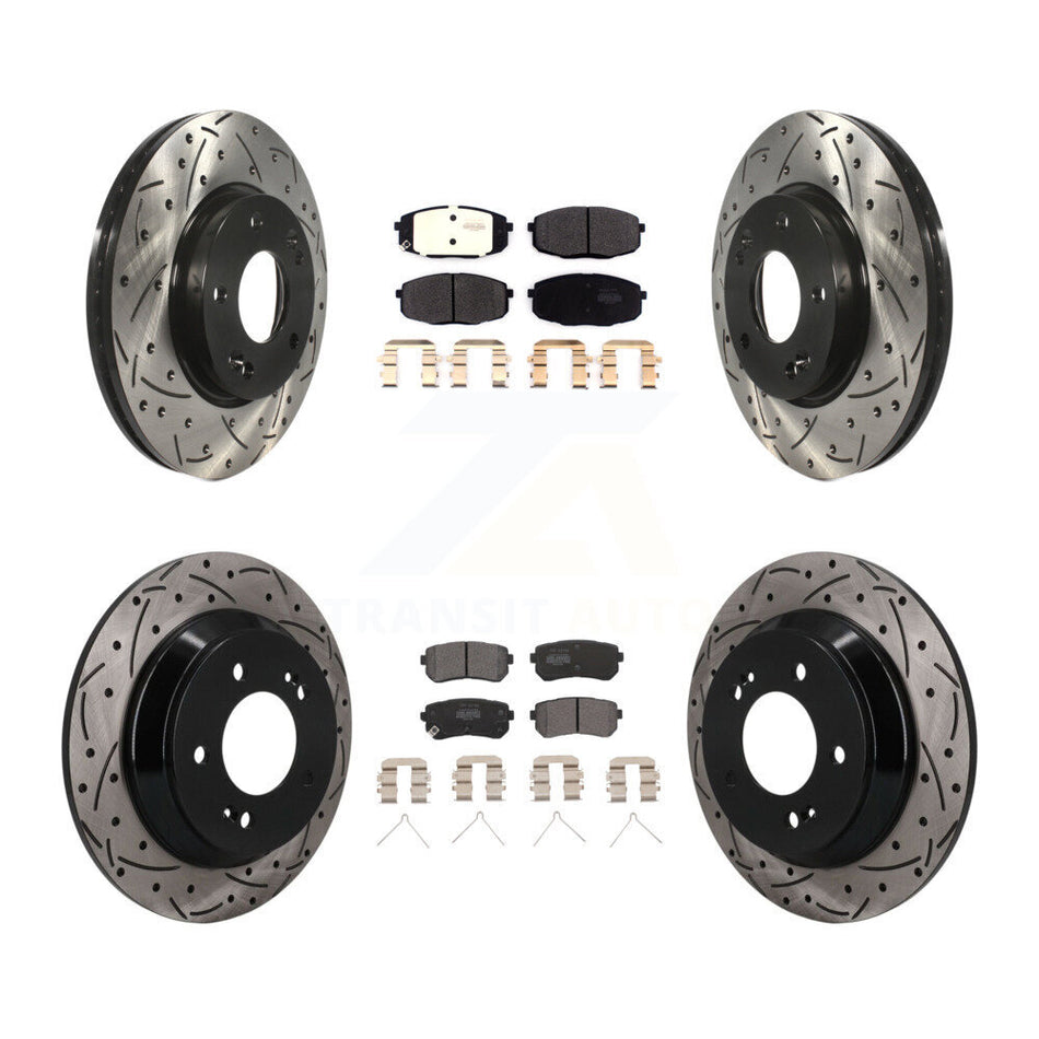 Front Rear Drill Slot Brake Rotor Semi-Metallic Pad Kit For 22 Hyundai Kona FWD with 1.6L KDF-101794