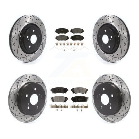 Front Rear Drill Slot Brake Rotor Semi-Metallic Pad Kit For Toyota Camry With TRD Package KDF-101797