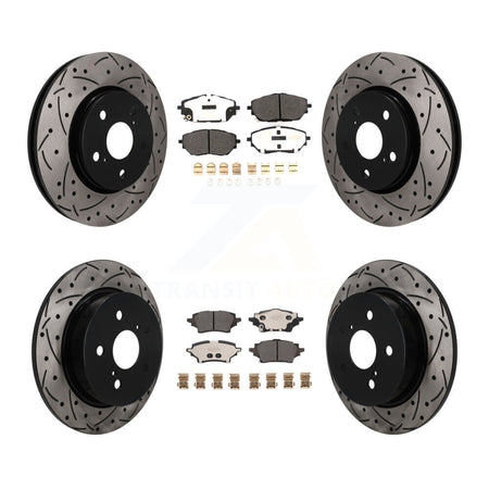 Front Rear Coated Drilled Slotted Disc Brake Rotors Semi-Metallic Pad Kit For Toyota C-HR KDF-101798
