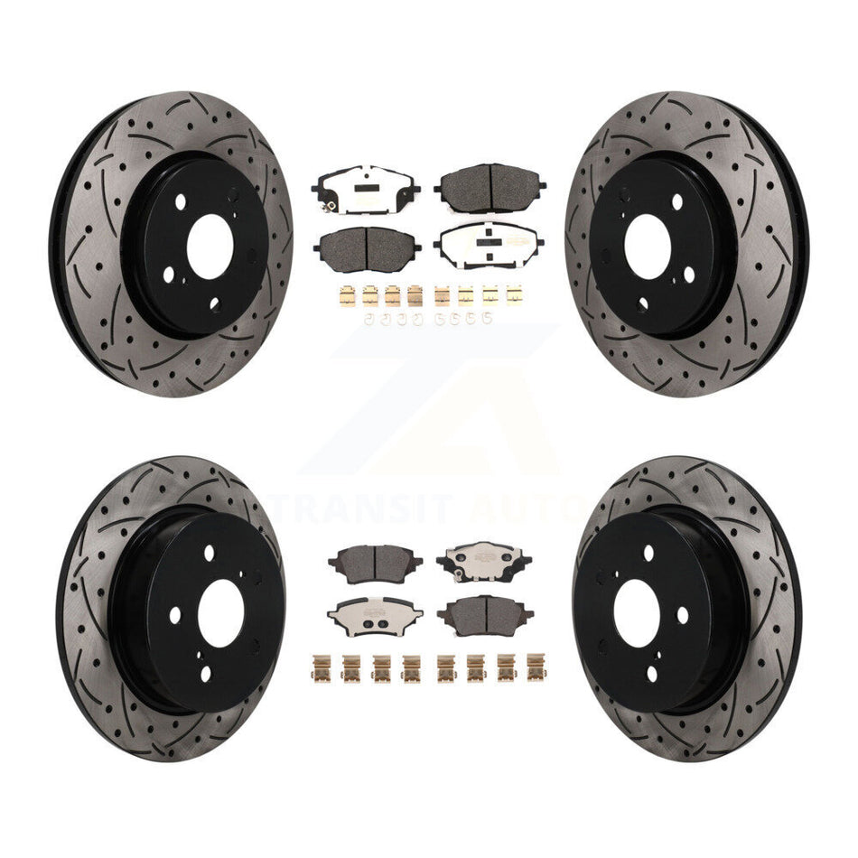 Front Rear Coated Drilled Slotted Disc Brake Rotors Semi-Metallic Pad Kit For Toyota C-HR KDF-101798