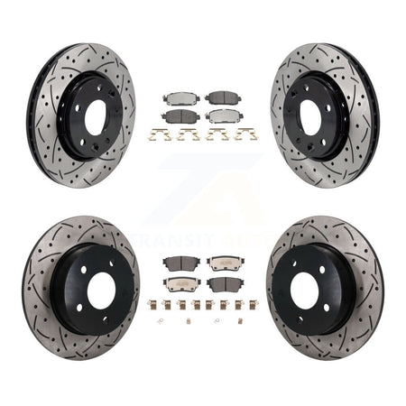 Front Rear Coated Drilled Slotted Disc Brake Rotor Semi-Metallic Pad Kit For Nissan Kicks KDF-101800