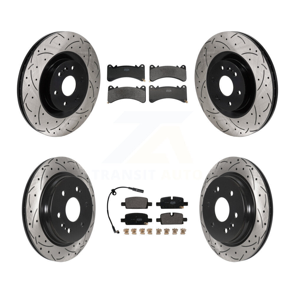 Front Rear Drill Slot Brake Rotor Semi-Metallic Pad Kit For GMC Sierra 1500 Chevrolet LTD KDF-101801