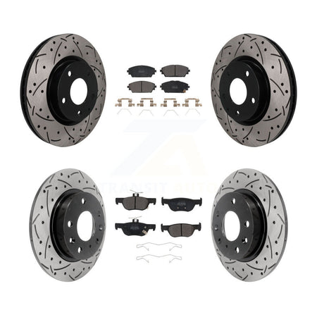 Front Rear Coated Drill Slot Disc Brake Rotor Semi-Metallic Pad Kit For Mazda 3 Sport AWD KDF-101802