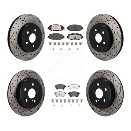 Front Rear Coated Drilled Slot Disc Brake Rotors Semi-Metallic Pad Kit For Toyota Corolla KDF-101808