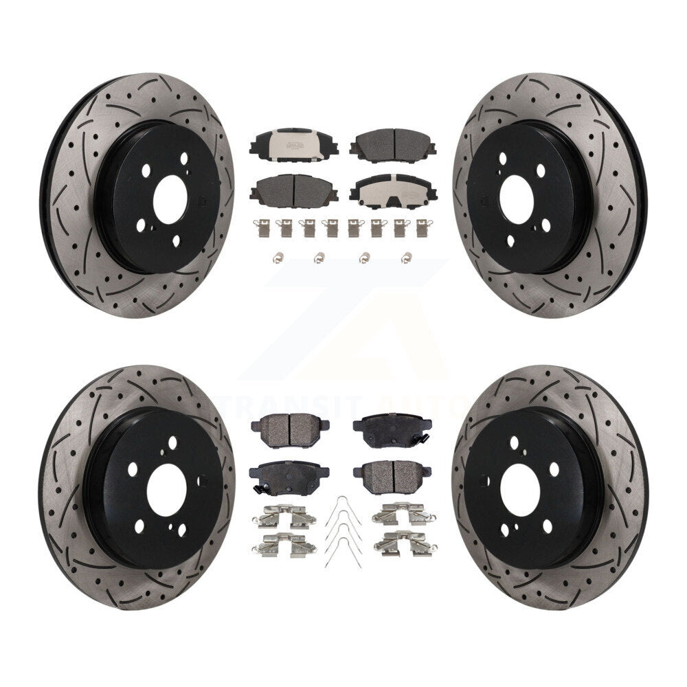 Front Rear Drill Slot Disc Brake Rotor Semi-Metallic Pad Kit For 2019 Toyota Corolla 2.0L KDF-101809