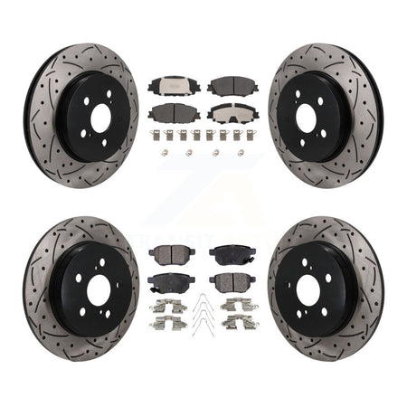 Front Rear Drill Slot Disc Brake Rotor Semi-Metallic Pad Kit For 2019 Toyota Corolla 2.0L KDF-101809
