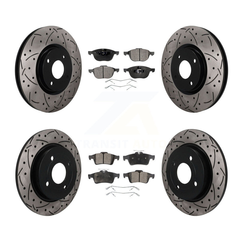 Front Rear Drilled Slot Brake Rotor Semi-Metallic Pad Kit For 2018-2022 Ford EcoSport AWD KDF-101814
