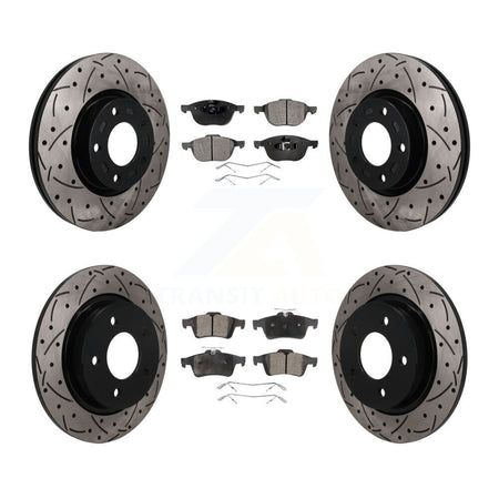 Front Rear Coated Drilled Slot Disc Brake Rotor & Semi-Metallic Pad Kit For Mazda 3 Sport KDF-101816