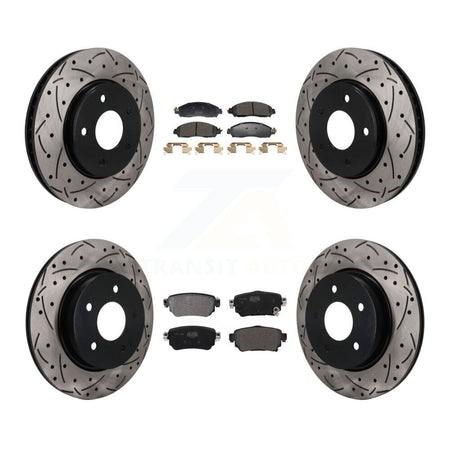 Front Rear Coated Drilled Slotted Disc Brake Rotors Semi-Metallic Pad Kit For Nissan LEAF KDF-101817