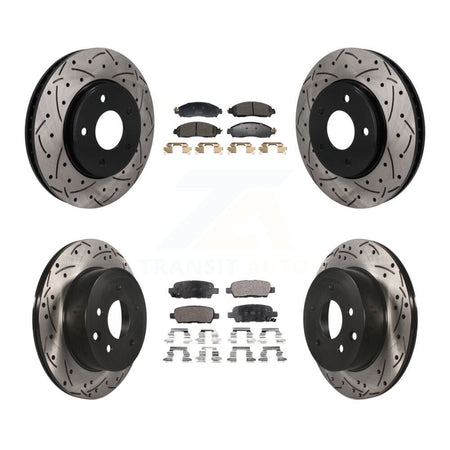 Front Rear Coated Drilled Slotted Disc Brake Rotors Semi-Metallic Pad Kit For Nissan LEAF KDF-101819