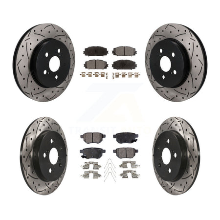 Front Rear Drill Slot Brake Rotor Semi-Metallic Pad Kit For Toyota Prius Prime From 05 19 KDF-101821