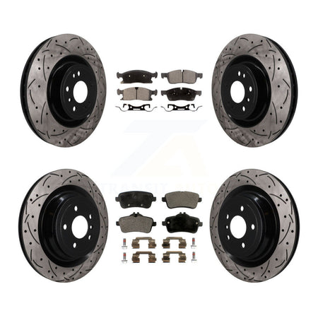 Front Rear Drilled Slot Brake Rotors Semi-Metallic Pad Kit For Mercedes-Benz GL350 GLS450 KDF-101824