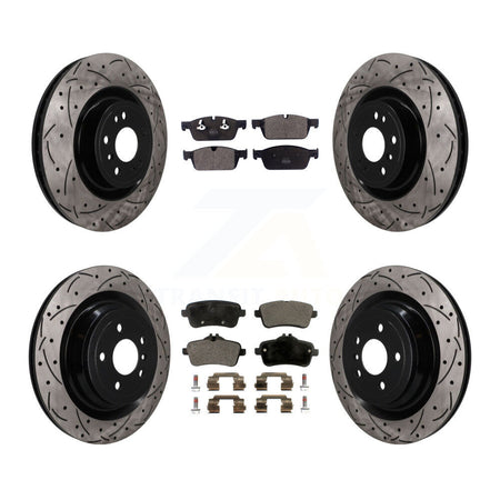 Front Rear Drilled Slot Brake Rotors Semi-Metallic Pad Kit For 2017 Mercedes-Benz GLS350d KDF-101825