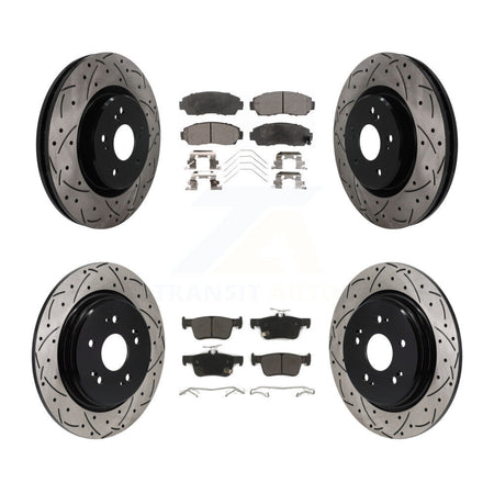 Front Rear Coat Drill Slot Disc Brake Rotor Semi-Metallic Pad Kit For 2019-2021 Acura RDX KDF-101826