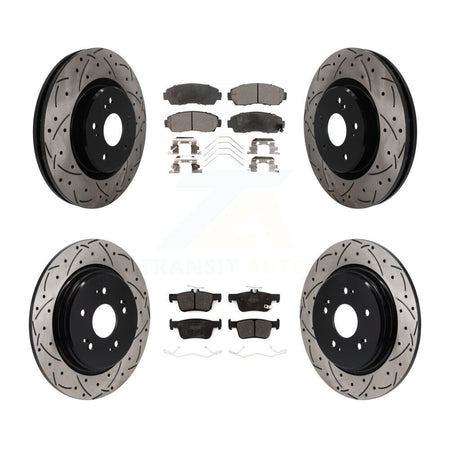 Front Rear Coat Drill Slot Disc Brake Rotor Semi-Metallic Pad Kit For 2022-2024 Acura RDX KDF-101827