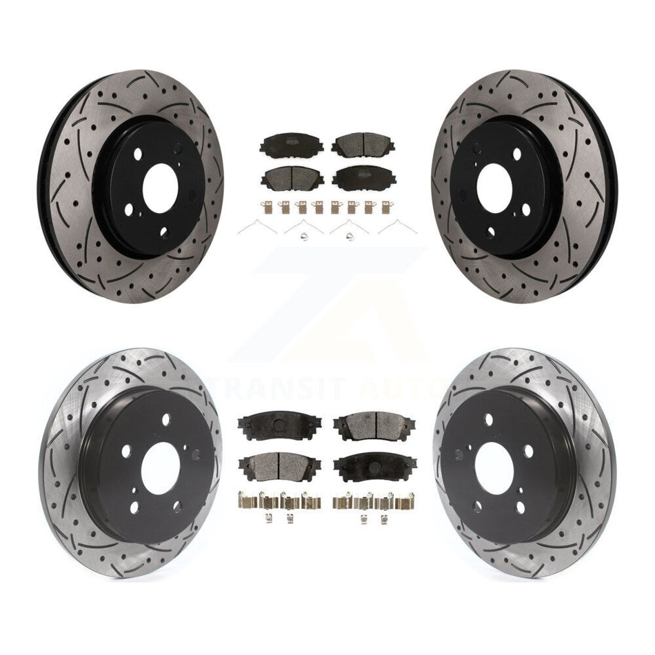 Front Rear Coated Drilled Slotted Disc Brake Rotors Semi-Metallic Pad Kit For Toyota C-HR KDF-101829