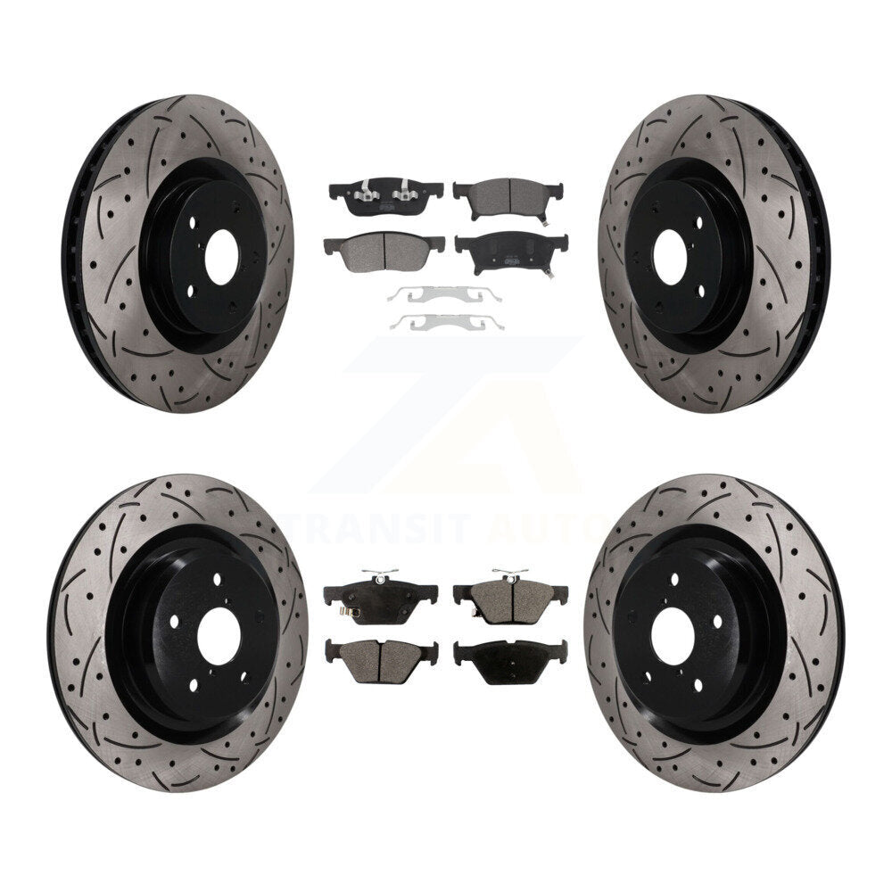 Front Rear Drill Slot Disc Brake Rotors Semi-Metallic Pad Kit For 2019-2024 Subaru Ascent KDF-101830