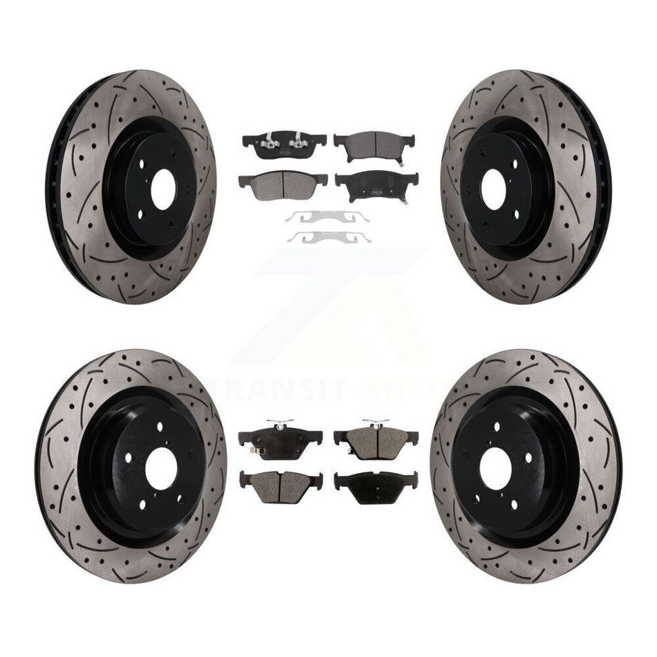 Front Rear Drill Slot Disc Brake Rotors Semi-Metallic Pad Kit For 2019-2024 Subaru Ascent KDF-101830