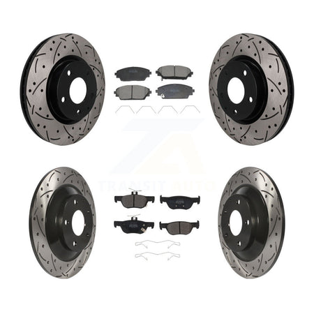 Front Rear Coated Drilled Slotted Disc Brake Rotors Semi-Metallic Pad Kit For Mazda CX-30 KDF-101832