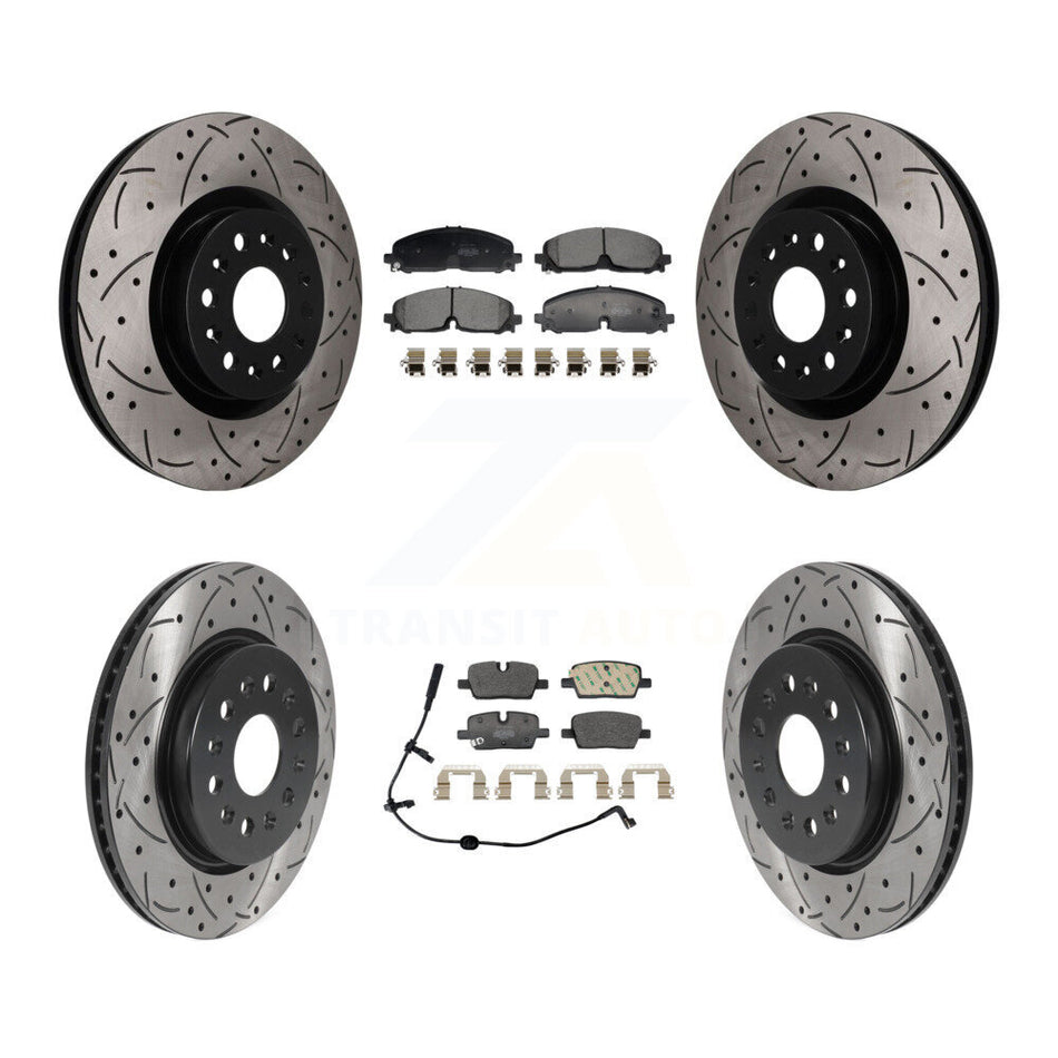 Front Rear Drilled Slot Brake Rotors Semi-Metallic Pad Kit For Cadillac XT5 Buick Enclave KDF-101834
