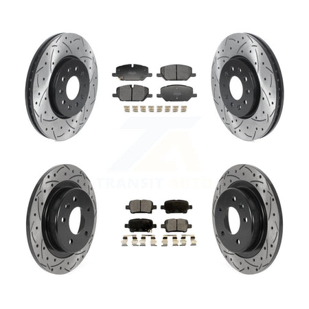 Front Rear Drilled Slot Brake Rotor Semi-Metallic Pad Kit For 2020 Chevrolet Equinox 2.0L KDF-101836
