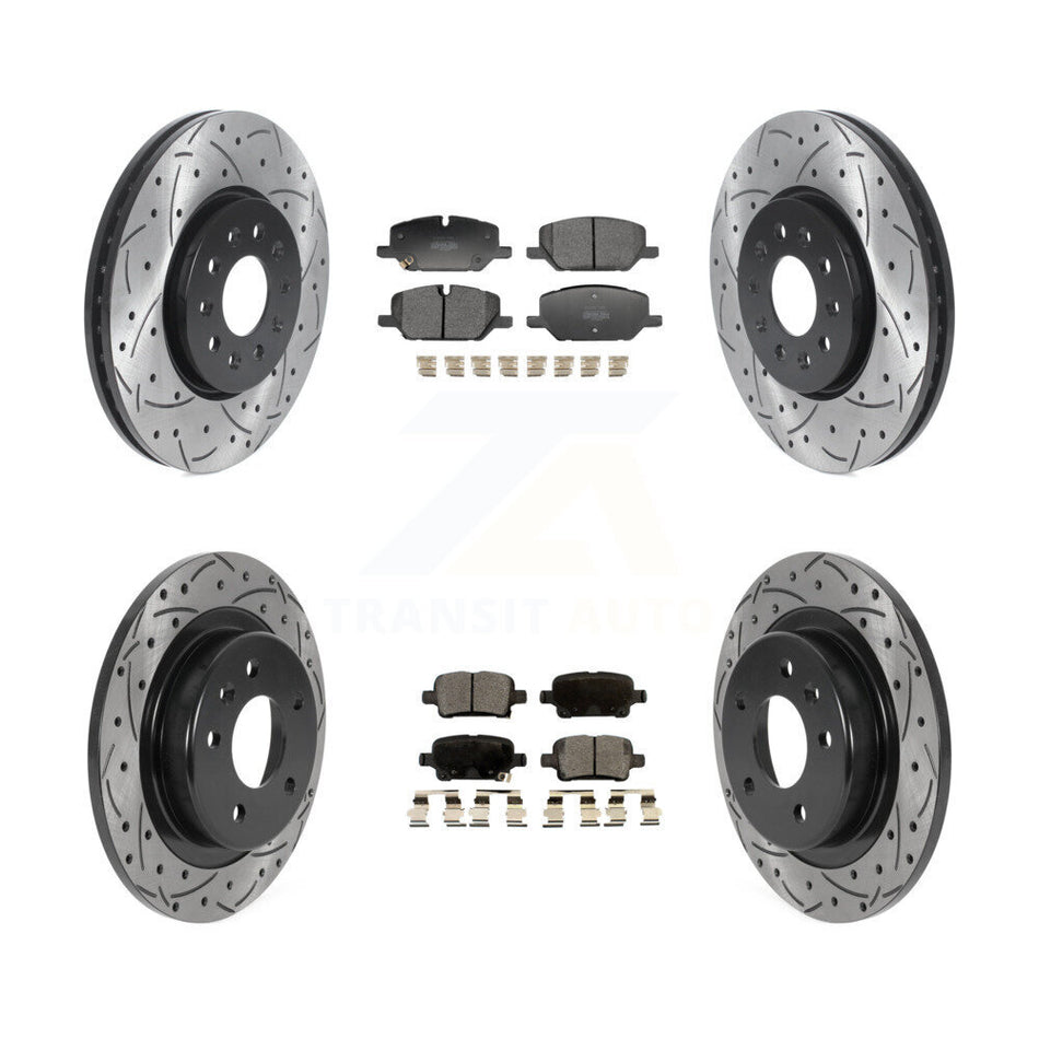 Front Rear Drilled Slot Brake Rotor Semi-Metallic Pad Kit For 2020 Chevrolet Equinox 2.0L KDF-101836