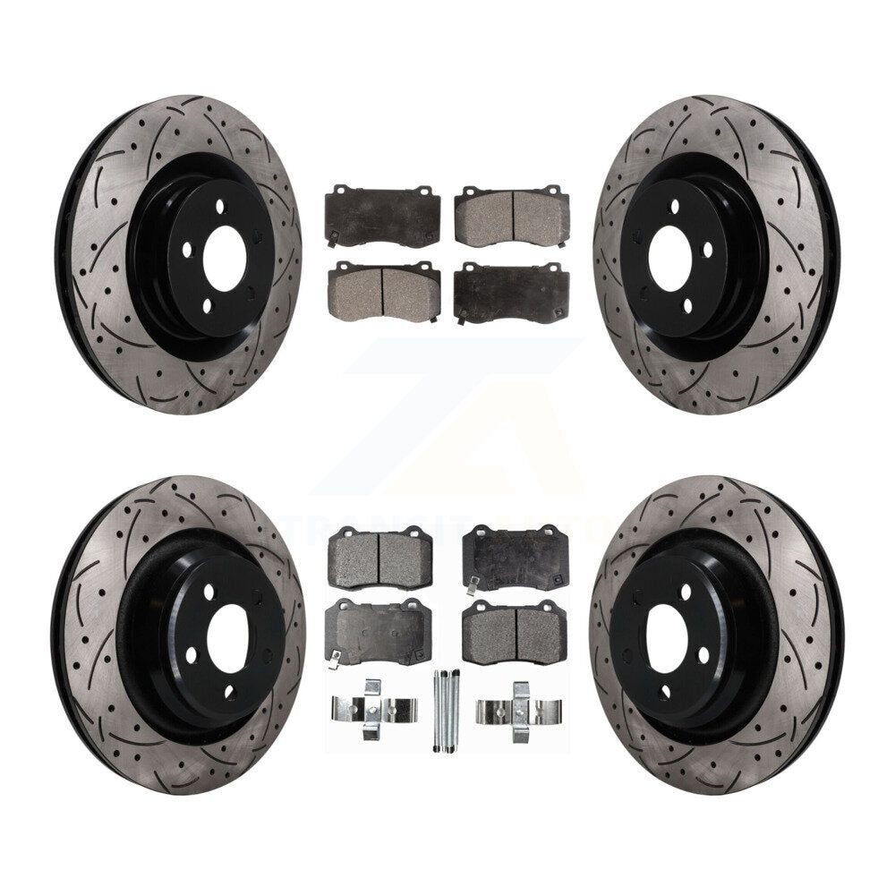Front Rear Drilled Slot Brake Rotors Semi-Metallic Pad Kit For Dodge Charger Chrysler 300 KDF-101838