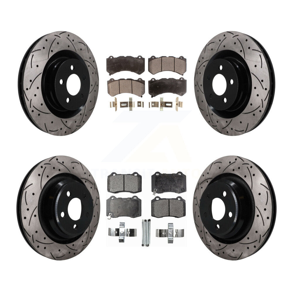 Front Rear Drill Slot Disc Brake Rotor Semi-Metallic Pad Kit For Dodge Challenger Charger KDF-101842