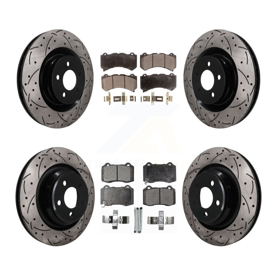 Front Rear Drill Slot Disc Brake Rotor Semi-Metallic Pad Kit For Dodge Challenger Charger KDF-101842