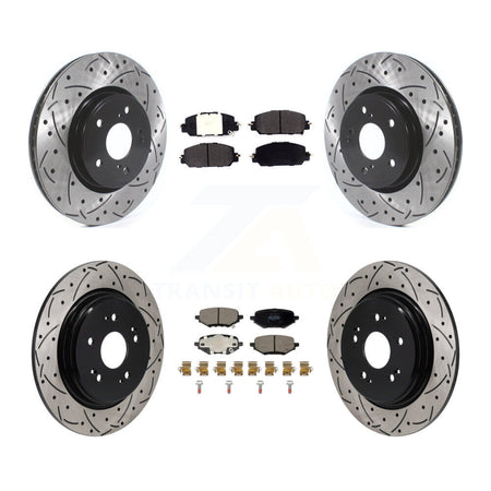 Front Rear Coated Drilled Slot Disc Brake Rotor Semi-Metallic Pad Kit For 2023 Honda HR-V KDF-101846