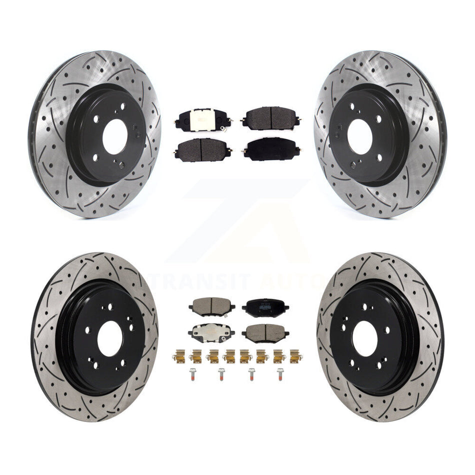 Front Rear Coated Drilled Slot Disc Brake Rotor Semi-Metallic Pad Kit For 2023 Honda HR-V KDF-101846
