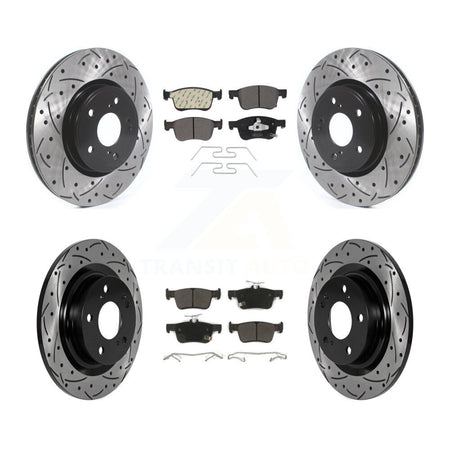 Front Rear Drill Slot Disc Brake Rotors Semi-Metallic Pad Kit For 2024 Acura Integra 1.5L KDF-101847
