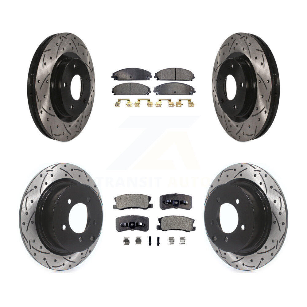 Front Rear Drill Slot Brake Rotor Semi-Metallic Pad Kit For 2008-2009 Dodge Caliber SRT-4 KDF-101848