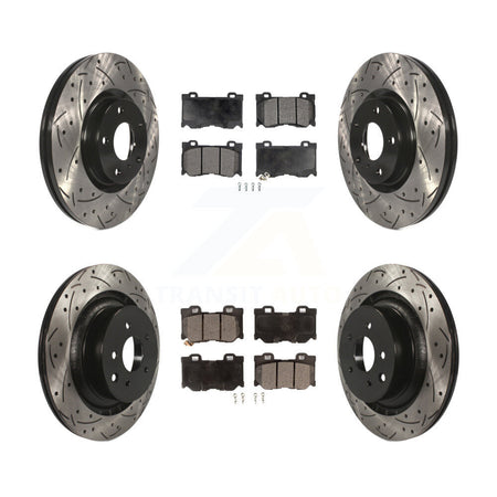 Front Rear Drilled Slot Brake Rotors Semi-Metallic Pad Kit For 2009-2013 INFINITI G37 AWD KDF-101852