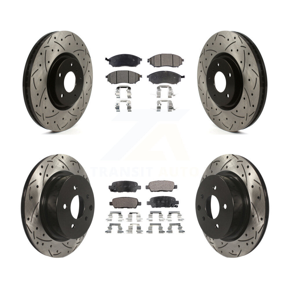 Front Rear Drilled Slot Brake Rotor Semi-Metallic Pad Kit For INFINITI G37 Sedan with RWD KDF-101853