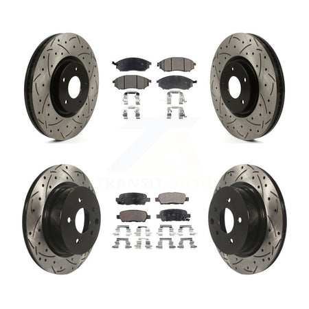 Front Rear Drilled Slot Brake Rotor Semi-Metallic Pad Kit For INFINITI G37 Sedan with RWD KDF-101853
